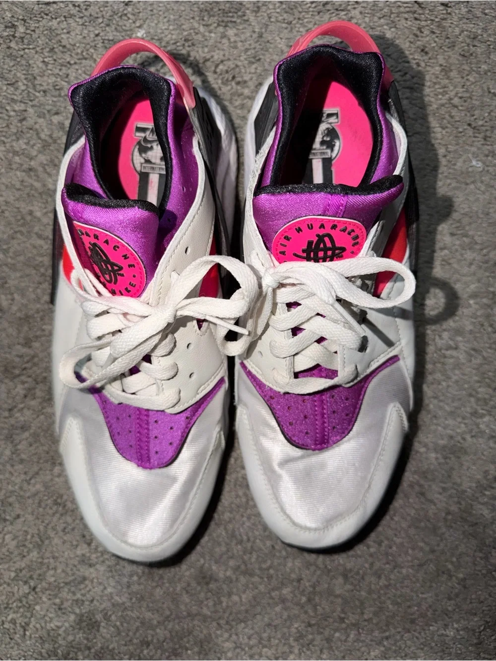 Nike Women’s White Sneakers with Pink & Purple Details